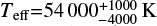 $ T_{\rm eff}=54 000^{+1000}_{-4000} {\rm K} $