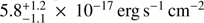$ 5.8_{-1.1}^{+1.2}\times {{10}^{-17}}\,\text{erg}\,{{\text{s}}^{-1}}\,\text{c}{{\text{m}}^{-2}} $
