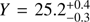 $ Y=25.2^{+0.4}_{-0.3} $