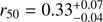 $ r_{50} = 0.33^{+0.07}_{-0.04} $
