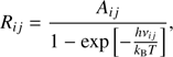 $$ \begin{aligned} R_{ij}=\frac{A_{ij}}{1-{\mathrm{exp} }\left[-\frac{h\nu _{ij}}{k_{\rm B}T}\right]} , \end{aligned} $$