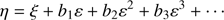 $$ \begin{aligned} \eta = \xi + b_1 {\varepsilon } + b_2 {\varepsilon }^2 + b_3 {\varepsilon }^3 + \cdots \end{aligned} $$