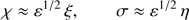 $$ \begin{aligned} \chi \approx {\varepsilon }^{1/2}\, \xi , \qquad \sigma \approx {\varepsilon }^{1/2}\, \eta \end{aligned} $$