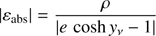 $$ \begin{aligned} | \varepsilon _{\rm abs} | = \dfrac{\rho }{| e\, \cosh { y}_\nu -1 |} \end{aligned} $$