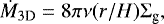 \begin{align*} \dot{M}_{3\textrm{D}} = 8{\mathrm{\pi}} {\mathrm{\nu}} (r/H) {\mathrm{\Sigma}}_{\textrm{g}},\end{align*}