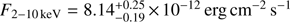 $ F_{2{-}10\,\mathrm{keV}} = 8.14^{+0.25}_{-0.19}\times 10^{-12}\mathrm{\,erg\,cm^{-2}\,s^{-1}} $