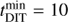 $ t_{\mathrm{DIT}}^{\mathrm{min}}=10 $