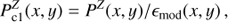 $$ \begin{aligned} P^Z_{\rm c1}(x,y) = P^Z(x,y)/\epsilon _{\rm mod}(x,y)\,, \end{aligned} $$