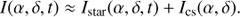 $$ \begin{aligned} I(\alpha ,\delta ,t) \approx I_{\rm star}(\alpha ,\delta ,t) + I_{\rm cs}(\alpha ,\delta ). \end{aligned} $$