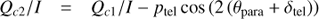 $$ \begin{aligned} Q_{c2}/I&= Q_{c1}/I - p_{\rm tel}\, \mathrm{cos}\, (2\,(\theta _{\rm para}+\delta _{\rm tel}))\, \end{aligned} $$