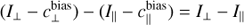 $$ \begin{aligned} (I_\perp -c_\perp ^\mathrm{bias}) - (I_\parallel -c_\parallel ^\mathrm{bias}) = I_\perp - I_\parallel \, \end{aligned} $$