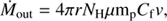 $$ \begin{aligned} {{\dot{M}}_{\rm out}} = 4 \pi r {N_{\rm H}} \mu {\mathrm{m}_{\rm p}} {C_{\rm f}} {v}, \end{aligned} $$