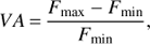 $$ \begin{aligned} VA\,{=}\,\frac{F_\mathrm{max}-F_\mathrm{min}}{F_\mathrm{min}}, \end{aligned} $$