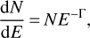 $$ \begin{aligned} \frac{\mathrm{d}N}{\mathrm{d}E}\,{=}\,N{E^{-\Gamma }} , \end{aligned} $$