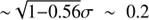 $ {\sim}\sqrt{1{-}0.56} \sigma\sim0.2 $