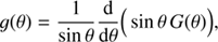 $$ \begin{aligned} g({\theta })&= \frac{1}{\sin \theta } \frac{\mathrm{d}}{\mathrm{d}{\theta }} \Big (\sin {\theta } \, G({\theta }) \Big ), \end{aligned} $$