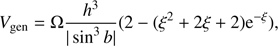 $$ V_\text{gen}=\mathrm\Omega\frac{h^3}{\vert {\rm sin}^3b\vert}{(2-{(\xi^2+2\xi+2)\text{e}^{-\xi}})}, $$