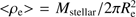 $ { < }\rho_{\mathrm{e}}{ > } = M_{\mathrm{stellar}}/2 \pi R_{\mathrm{e}}^{2} $