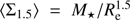 $ \langle {\Sigma _{{\rm{1}}{\rm{.5}}}}\rangle = {M_ \star }/R_{\rm{e}}^{1.5}\ $