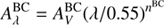 $$ A_\lambda^\text{BC}=A_V^\text{BC}{(\lambda/0.55)}^{n^\text{BC}} $$