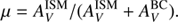 $$ \mu=A_V^\text{ISM}/{(A_V^\text{ISM}+A_V^\text{BC})}. $$
