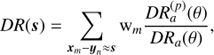 $$DR(s) = \mathop \Sigma \limits_{{x_m} - {y_n} \approx s} {{\rm{w}}_m}{{DR_a^{(p)}(\theta )} \over {D{R_a}(\theta )}},$$