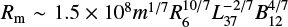 $ R_{\rm m} \sim 1.5 \times 10^8 m^{1/7} R_6^{10/7} L_{37}^{-2/7} B_{12}^{4/7} $