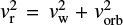 $ {\it v}_{\rm r}^2 = {\it v}_{\rm w}^2 + {\it v}_{\rm orb}^2 $