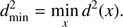 $$ \begin{aligned} d^2_{\rm min} = \min _x d^2(x). \end{aligned} $$