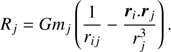 $$ \begin{aligned} R_{j}=Gm_{j}\left(\frac{1}{r_{ij}}-\frac{{{\boldsymbol{r}}_{i}}.{{\boldsymbol{r}}_{j}}}{r_{j}^{3}}\right). \end{aligned} $$