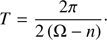 $$ \begin{aligned} T=\frac{2\pi }{2\left(\Omega -n\right)}\cdot \end{aligned} $$