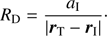 $$ \begin{aligned} R_{\rm D}=\frac{a_{\rm I}}{|{\boldsymbol{r}}_{\rm T}-{\boldsymbol{r}}_{\rm I}|}\cdot \end{aligned} $$
