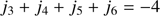 $$ \begin{aligned} j_{3}+j_{4}+j_{5}+j_{6}=-4 \end{aligned} $$