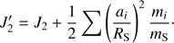 $$ \begin{aligned} J^\prime _{2}=J_{2}+\frac{1}{2}\sum \left(\frac{a_{i}}{R_{\rm S}}\right)^{2}\frac{m_{i}}{m_{\rm S}} \cdot \end{aligned} $$