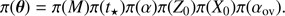$$ \begin{aligned} \pi (\boldsymbol{\theta }) = \pi (M)\pi (t_{\star })\pi (\alpha )\pi (Z_0)\pi (X_0)\pi (\alpha _{\text{ ov}}). \end{aligned} $$