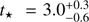 $ {t_{\star}} = 3.0^{+0.3}_{-0.6} $
