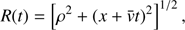 $$ \begin{aligned} R(t) = \left[\rho ^2 + (x+\bar{{v}} t)^2 \right]^{1/2}, \end{aligned} $$