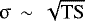 $\upsigma\,\sim\,\sqrt{\mathrm{TS}}$