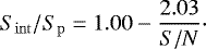 \begin{equation*}S_{\rm{int}} / S_{\rm{p}} = 1.00 - \frac{2.03}{S/N}\cdot \end{equation*}