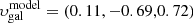 $ {\upsilon}_{\mathrm{gal}}^{\mathrm{model}}=(0.11,-0.69,0.72) $