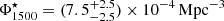 $ \Phi^{\star}_{1500}=(7.5^{+2.5}_{-2.5})\times10^{-4}\,\mathrm{Mpc}^{-3} $