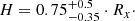 $$ \begin{aligned} H = 0.75^{+0.5}_{-0.35} \cdot R_x\cdot \end{aligned} $$