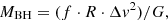 $$ \begin{aligned} M_{\mathrm{BH} }= (f \cdot R \cdot \Delta {v}^2) / G , \end{aligned} $$