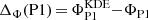 $ \Delta_{\Phi} (\rm P1)\,{=}\,{\Phi}_{\mathrm{P1}}^{\mathrm{KDE}}{-}{\Phi}_{\mathrm{P1}} $