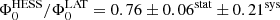 $ \Phi _{0}^{\text{HESS}}/\Phi _{0}^{\text{LAT}}=0.76\pm {{0.06}^{\text{stat}}}\pm {{0.21}^{\text{sys}}} $