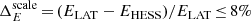 $ \Delta_{E}^{\mathrm{scale}}\,{=}\,(E_{\mathrm{LAT}}-E_{\mathrm{HESS}})/E_{\mathrm{LAT}}\,{\leq}\, 8\% $