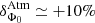 $ \delta _{{{\Phi }_{0}}}^{\text{Atm}}\simeq +10\% $