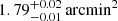 $ 1.79_{-0.01}^{+0.02}\,\mathrm{arcmin}^2 $