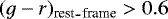 $(g-r)_{\textrm{rest}_{\hbox{-}}\textrm{frame}} > 0.6$
