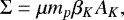\begin{equation*} \mathrm{\Sigma} = \mathrm{\mu} m_p \beta_K A_K, \end{equation*}